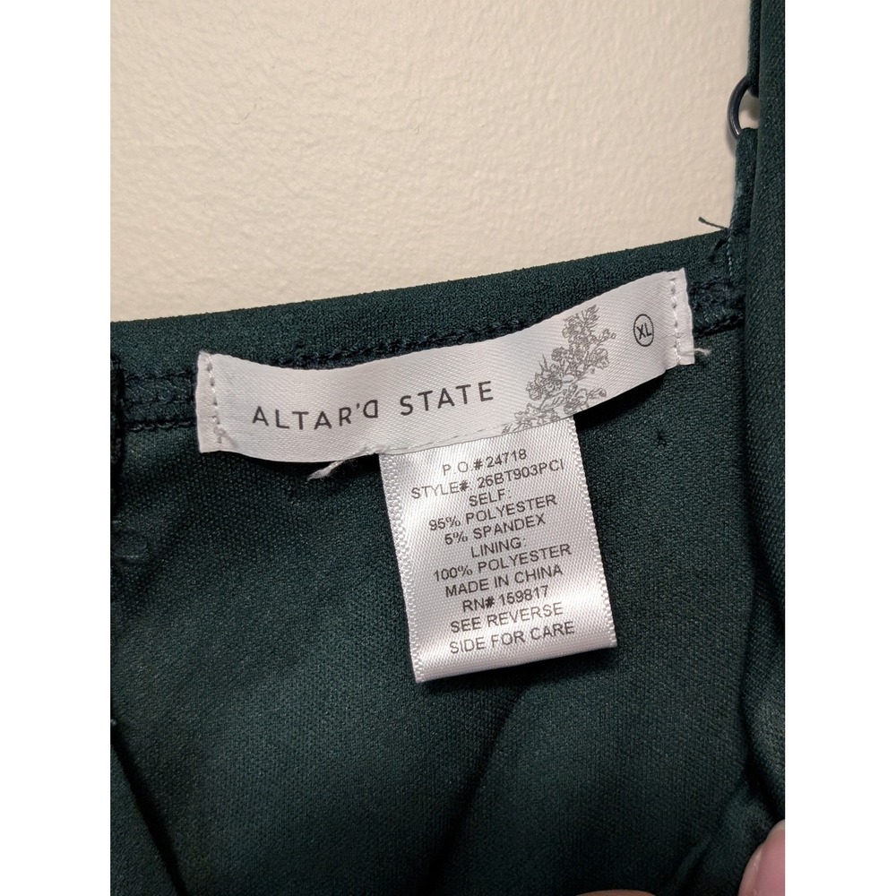 Altar'd State Dark Green Tiered Mini Dress V-Neck Ruffle XL 26BT903PCI Coquette - Picture 2 of 8